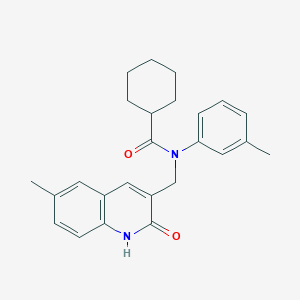 molecular formula C25H28N2O2 B7718227 N-((2-hydroxy-6-methylquinolin-3-yl)methyl)-N-(m-tolyl)cyclohexanecarboxamide 