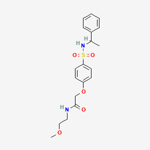 molecular formula C19H24N2O5S B7718234 N-(2-methoxyethyl)-2-(4-(N-(1-phenylethyl)sulfamoyl)phenoxy)acetamide 