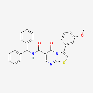 molecular formula C27H21N3O3S B7718236 N-(3,4-dimethoxyphenyl)-3-(3-methoxyphenyl)-5-oxo-5H-[1,3]thiazolo[3,2-a]pyrimidine-6-carboxamide 