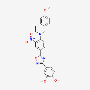 4-(3-(3,4-dimethoxyphenyl)-1,2,4-oxadiazol-5-yl)-N-ethyl-N-(4-methoxybenzyl)-2-nitroaniline