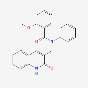 molecular formula C25H22N2O3 B7718240 N-((2-hydroxy-8-methylquinolin-3-yl)methyl)-2-methoxy-N-phenylbenzamide 