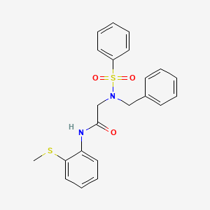 molecular formula C22H22N2O3S2 B7718246 2-(N-benzylphenylsulfonamido)-N-(2-(methylthio)phenyl)acetamide 