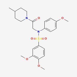 molecular formula C23H30N2O6S B7718276 3,4-dimethoxy-N-(4-methoxyphenyl)-N-(2-(4-methylpiperidin-1-yl)-2-oxoethyl)benzenesulfonamide 