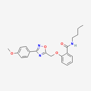 molecular formula C21H23N3O4 B7718331 N-butyl-2-((3-(4-methoxyphenyl)-1,2,4-oxadiazol-5-yl)methoxy)benzamide 