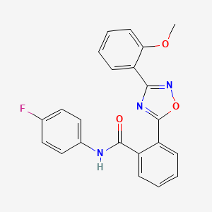 molecular formula C22H16FN3O3 B7718339 N-(4-fluorophenyl)-2-(3-(2-methoxyphenyl)-1,2,4-oxadiazol-5-yl)benzamide 