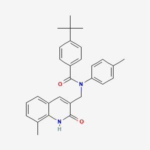 molecular formula C29H30N2O2 B7718366 4-(tert-butyl)-N-((2-hydroxy-8-methylquinolin-3-yl)methyl)-N-(p-tolyl)benzamide 