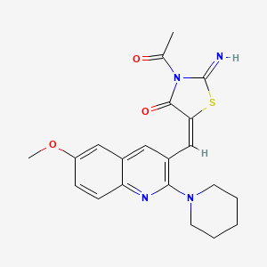 molecular formula C21H22N4O3S B7718394 (E)-3-acetyl-2-imino-5-((6-methoxy-2-(piperidin-1-yl)quinolin-3-yl)methylene)thiazolidin-4-one 