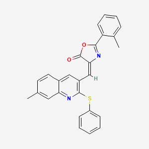 molecular formula C27H20N2O2S B7718415 (E)-4-((7-methyl-2-(phenylthio)quinolin-3-yl)methylene)-2-(o-tolyl)oxazol-5(4H)-one 
