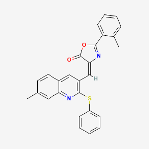 (4E)-4-{[7-Methyl-2-(phenylsulfanyl)quinolin-3-YL]methylidene}-2-(2-methylphenyl)-4,5-dihydro-1,3-oxazol-5-one