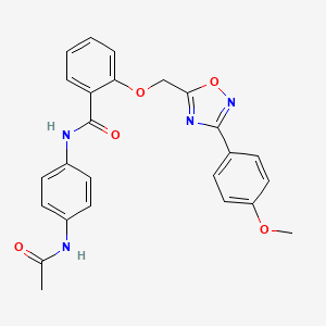 molecular formula C25H22N4O5 B7718442 N-(4-acetamidophenyl)-2-((3-(4-methoxyphenyl)-1,2,4-oxadiazol-5-yl)methoxy)benzamide 