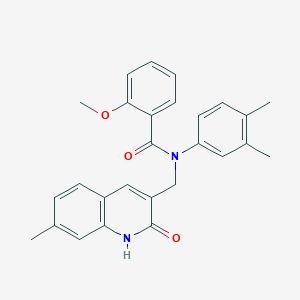 N-(3,4-dimethylphenyl)-N-((2-hydroxy-7-methylquinolin-3-yl)methyl)-2-methoxybenzamide