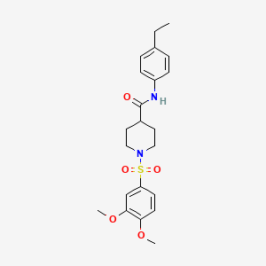 molecular formula C22H28N2O5S B7718458 N-[2-(cyclohex-1-en-1-yl)ethyl]-1-(3,4-dimethoxybenzenesulfonyl)piperidine-4-carboxamide 