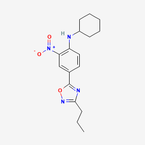 molecular formula C17H22N4O3 B7718471 N-cyclohexyl-2-nitro-4-(3-propyl-1,2,4-oxadiazol-5-yl)aniline 