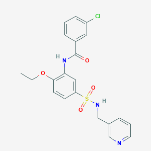 molecular formula C21H20ClN3O4S B7718477 3-chloro-N-(2-ethoxy-5-(N-(pyridin-3-ylmethyl)sulfamoyl)phenyl)benzamide 