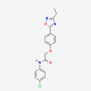 molecular formula C18H16ClN3O3 B7718501 N-(4-chlorophenyl)-2-(4-(3-ethyl-1,2,4-oxadiazol-5-yl)phenoxy)acetamide 
