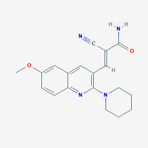 molecular formula C19H20N4O2 B7718516 (E)-2-cyano-3-(6-methoxy-2-(piperidin-1-yl)quinolin-3-yl)acrylamide 