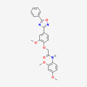 molecular formula C25H23N3O6 B7718541 N-(2,4-dimethoxyphenyl)-2-(2-methoxy-4-(5-phenyl-1,2,4-oxadiazol-3-yl)phenoxy)acetamide 
