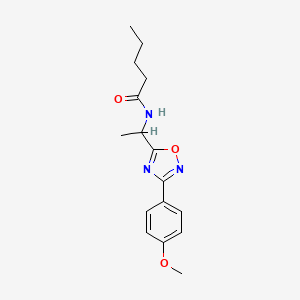 molecular formula C16H21N3O3 B7718545 N-(1-(3-(4-methoxyphenyl)-1,2,4-oxadiazol-5-yl)ethyl)pentanamide 
