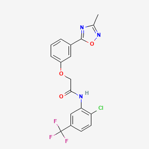 molecular formula C18H13ClF3N3O3 B7718595 N-(2-chloro-5-(trifluoromethyl)phenyl)-2-(3-(3-methyl-1,2,4-oxadiazol-5-yl)phenoxy)acetamide 