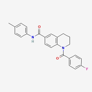 molecular formula C24H21FN2O2 B7718610 1-(4-fluorobenzoyl)-N-(p-tolyl)-1,2,3,4-tetrahydroquinoline-6-carboxamide 