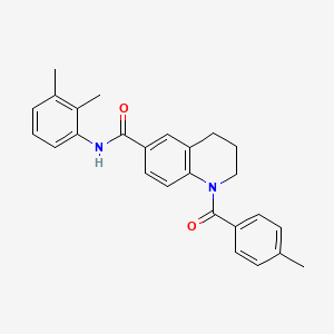 molecular formula C26H26N2O2 B7718623 1-(4-methylbenzoyl)-N-[3-(methylsulfanyl)phenyl]-1,2,3,4-tetrahydroquinoline-6-carboxamide 