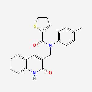 molecular formula C22H18N2O2S B7718633 N-((2-hydroxyquinolin-3-yl)methyl)-N-(p-tolyl)thiophene-2-carboxamide 
