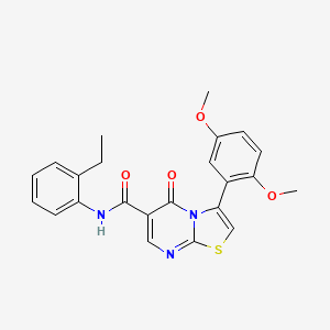molecular formula C23H21N3O4S B7718655 3-(2,5-dimethoxyphenyl)-N-[3-(methylsulfanyl)phenyl]-5-oxo-5H-[1,3]thiazolo[3,2-a]pyrimidine-6-carboxamide 