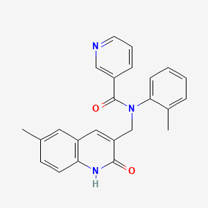 molecular formula C24H21N3O2 B7718694 N-((2-hydroxy-6-methylquinolin-3-yl)methyl)-N-(o-tolyl)nicotinamide 