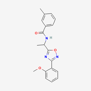 molecular formula C19H19N3O3 B7718710 N-(1-(3-(2-methoxyphenyl)-1,2,4-oxadiazol-5-yl)ethyl)-3-methylbenzamide 