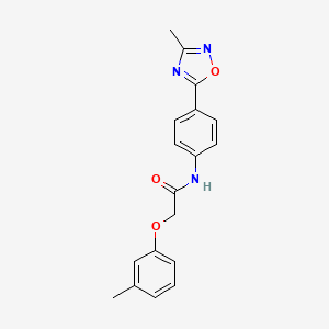 molecular formula C18H17N3O3 B7718718 N-(4-(3-methyl-1,2,4-oxadiazol-5-yl)phenyl)-2-(m-tolyloxy)acetamide 