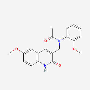 molecular formula C20H20N2O4 B7718729 N-((2-hydroxy-6-methoxyquinolin-3-yl)methyl)-N-(2-methoxyphenyl)acetamide 