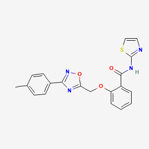 molecular formula C20H16N4O3S B7718732 N-(thiazol-2-yl)-2-((3-(p-tolyl)-1,2,4-oxadiazol-5-yl)methoxy)benzamide 