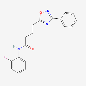 molecular formula C18H16FN3O2 B7718748 N-(2-fluorophenyl)-4-(3-phenyl-1,2,4-oxadiazol-5-yl)butanamide 