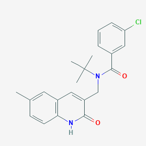 N-(tert-butyl)-3-chloro-N-((2-hydroxy-6-methylquinolin-3-yl)methyl)benzamide