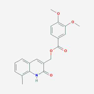 molecular formula C20H19NO5 B7718823 (2-hydroxy-8-methylquinolin-3-yl)methyl 3,4-dimethoxybenzoate 