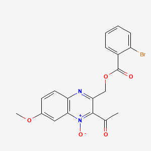 2-acetyl-3-(((2-bromobenzoyl)oxy)methyl)-7-methoxyquinoxaline 1-oxide