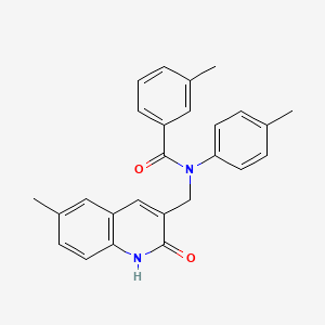molecular formula C26H24N2O2 B7718850 N-((2-hydroxy-6-methylquinolin-3-yl)methyl)-3-methyl-N-(p-tolyl)benzamide 