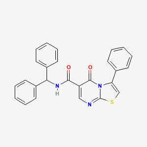 molecular formula C26H19N3O2S B7718851 N-(2-chlorophenyl)-5-oxo-3-phenyl-5H-[1,3]thiazolo[3,2-a]pyrimidine-6-carboxamide 