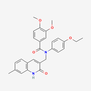 molecular formula C28H28N2O5 B7718859 N-(4-ethoxyphenyl)-N-((2-hydroxy-7-methylquinolin-3-yl)methyl)-3,4-dimethoxybenzamide 