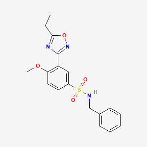molecular formula C18H19N3O4S B7718867 N-benzyl-3-(5-ethyl-1,2,4-oxadiazol-3-yl)-4-methoxybenzenesulfonamide 