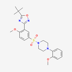 molecular formula C24H30N4O5S B7718886 5-(tert-butyl)-3-(2-methoxy-5-((4-(2-methoxyphenyl)piperazin-1-yl)sulfonyl)phenyl)-1,2,4-oxadiazole 