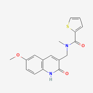 molecular formula C17H16N2O3S B7718890 N-((2-hydroxy-6-methoxyquinolin-3-yl)methyl)-N-methylthiophene-2-carboxamide CAS No. 672340-63-5