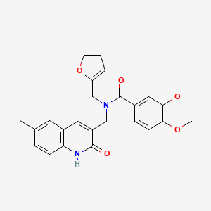 N-(furan-2-ylmethyl)-N-((2-hydroxy-6-methylquinolin-3-yl)methyl)-3,4-dimethoxybenzamide
