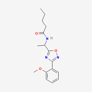 molecular formula C16H21N3O3 B7718901 N-(1-(3-(2-methoxyphenyl)-1,2,4-oxadiazol-5-yl)ethyl)pentanamide 