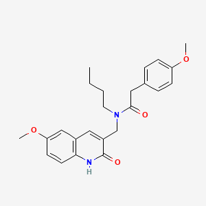 molecular formula C24H28N2O4 B7718915 N-butyl-N-((2-hydroxy-6-methoxyquinolin-3-yl)methyl)-2-(4-methoxyphenyl)acetamide 