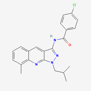 molecular formula C22H21ClN4O B7718919 4-chloro-N-(1-isobutyl-8-methyl-1H-pyrazolo[3,4-b]quinolin-3-yl)benzamide 