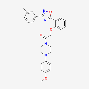 molecular formula C28H28N4O4 B7718924 1-(4-(4-methoxyphenyl)piperazin-1-yl)-2-(2-(3-(m-tolyl)-1,2,4-oxadiazol-5-yl)phenoxy)ethanone 