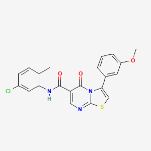 molecular formula C21H16ClN3O3S B7718929 N-[(2-chlorophenyl)methyl]-3-(3-methoxyphenyl)-5-oxo-5H-[1,3]thiazolo[3,2-a]pyrimidine-6-carboxamide 