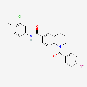 molecular formula C24H20ClFN2O2 B7718946 N-(3-chloro-4-methylphenyl)-1-(4-fluorobenzoyl)-1,2,3,4-tetrahydroquinoline-6-carboxamide 