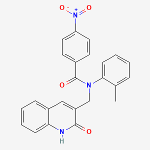 molecular formula C24H19N3O4 B7718958 N-((2-hydroxyquinolin-3-yl)methyl)-4-nitro-N-(o-tolyl)benzamide 